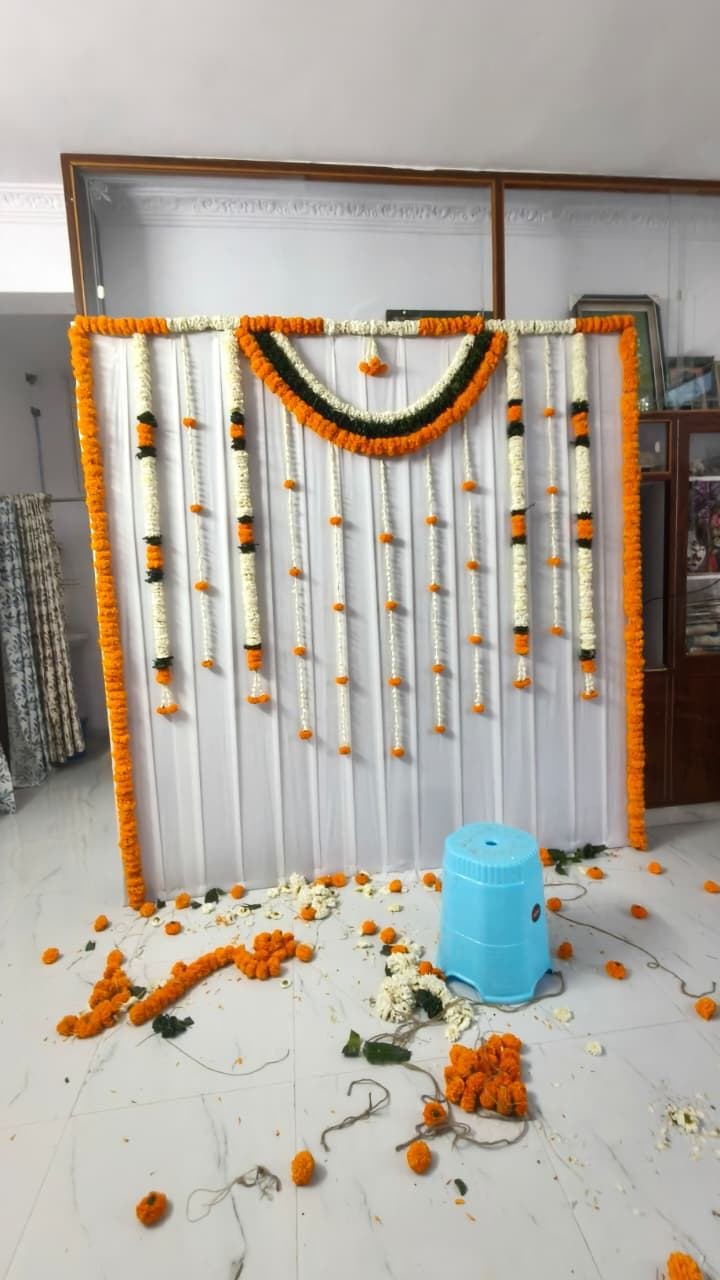 Marigold and jasmine wall hanging decoration