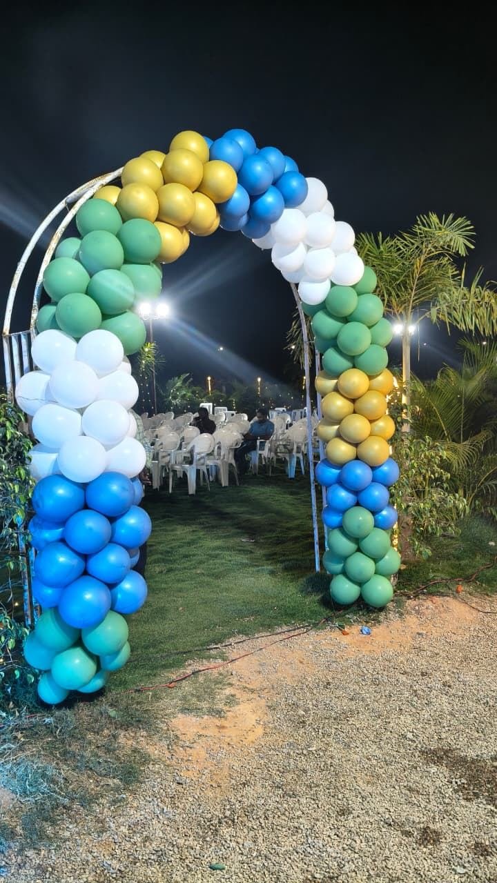 Multicolour balloon arch for outdoor celebration